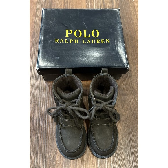 Ralph Lauren Polo Bear Ranger HI II Boots Leather Dark Brown Boys Size 8 M New - Picture 5 of 16